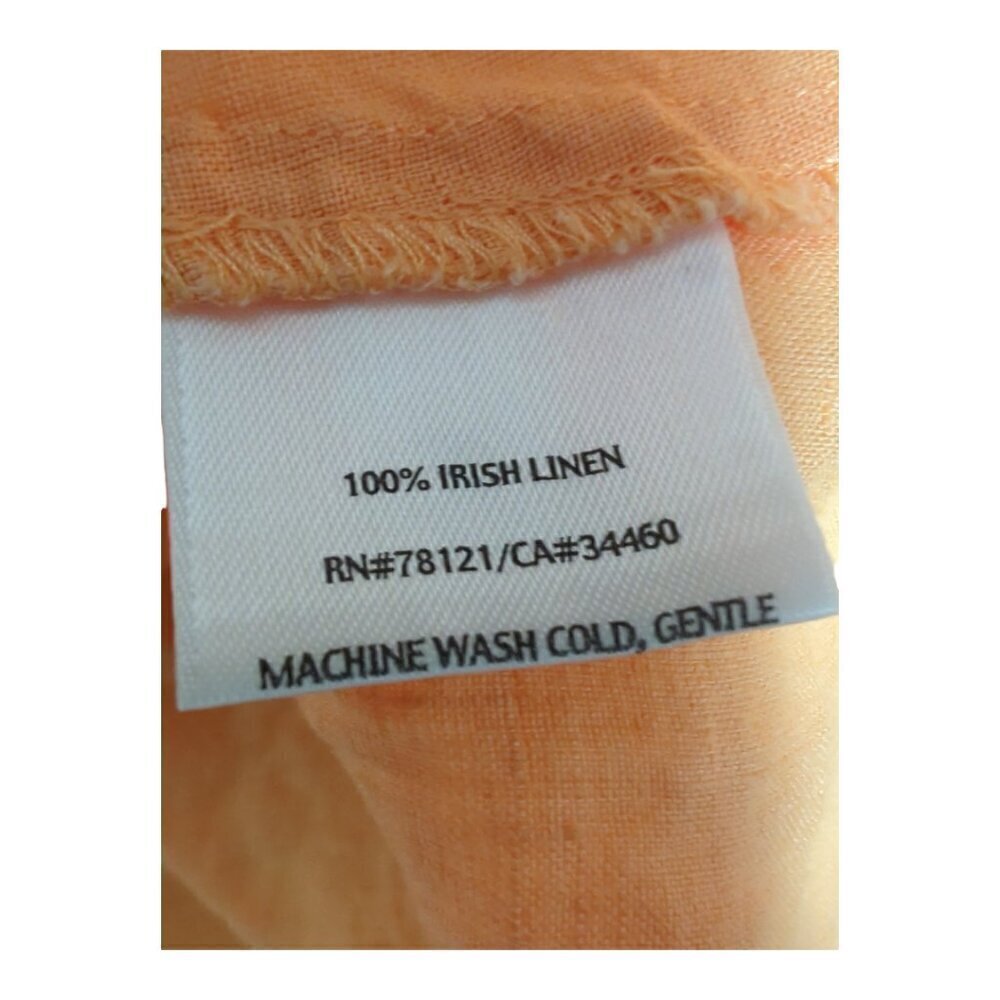 Eileen Fisher Petite Tangerine Large 100% Linen Short Sleeve Blouse Size S - Picture 4 of 8